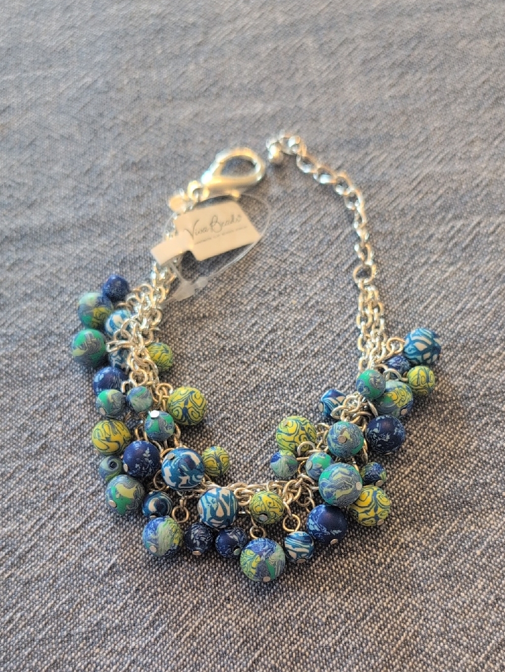 Vera Bradley Blue & Green Beaded Charm Bracelet